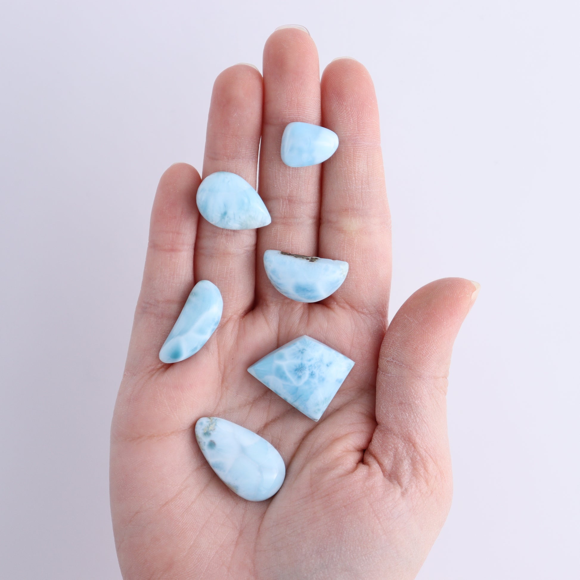 Larmiar Cabs Set of 8 - Expert Wholesale and Supplier of Wholesale Crystals & Bulk Gemstones, ["Cabs","Freeform","Freeforms","Larimar"]