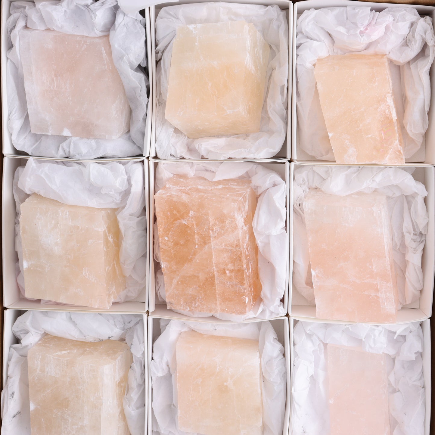 Optical Calcite Set of 12 - Expert Wholesale and Supplier of Wholesale Crystals & Bulk Gemstones, ["Calcite","Freeform","Freeforms","Mexico"]