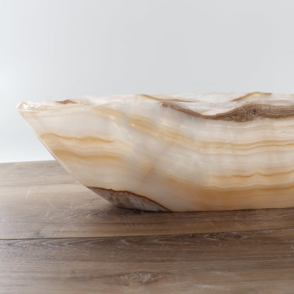 Mexican Onyx/Calcite Canoe Bowl 23"