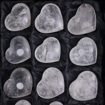 Imperfect Clear Quartz Hearts Set of 12 - Expert Wholesale and Supplier of Wholesale Crystals & Bulk Gemstones, ["Brazil","Clear Quartz","close_50","Hearts","Quartz"]