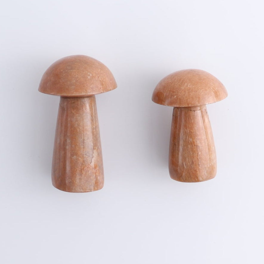 Peach Moonstone Mushrooms Set of 6