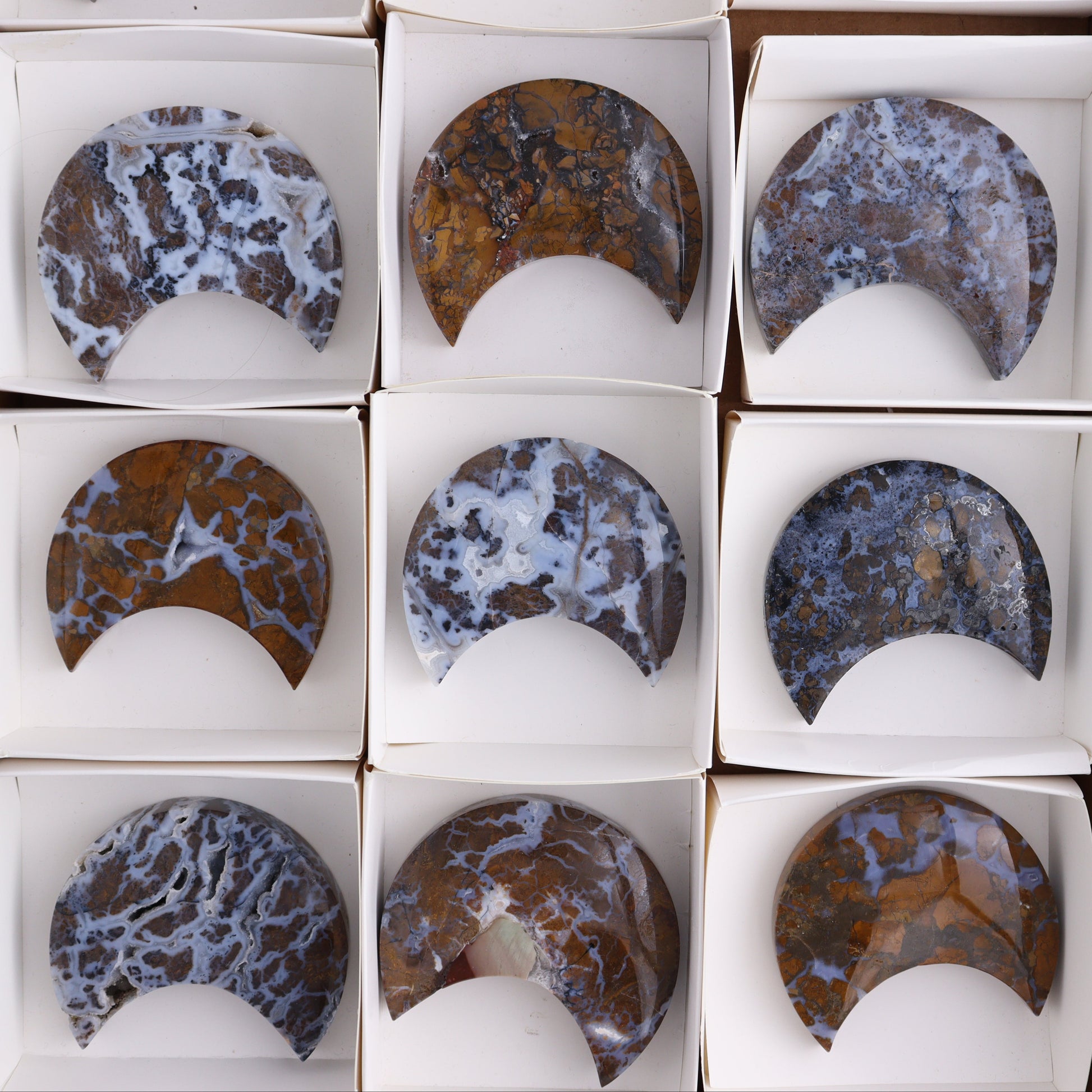 Brecciated Jasper Moons Set of 12 - Expert Wholesale and Supplier of Wholesale Crystals & Bulk Gemstones, ["Brecciated Jasper","Indonesia","moons"]