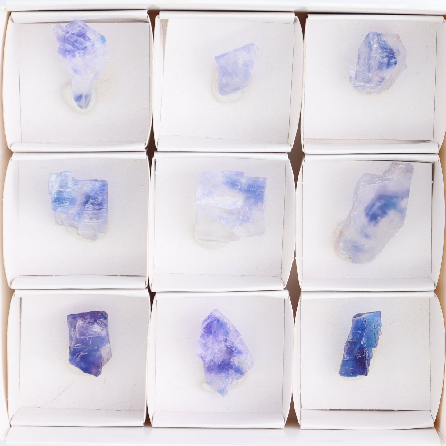 Canadian Blue Halite Rough Set of 9 - Expert Wholesale and Supplier of Wholesale Crystals & Bulk Gemstones, ["Blue Halite","Canada","Halite","Rough","Roughs"]