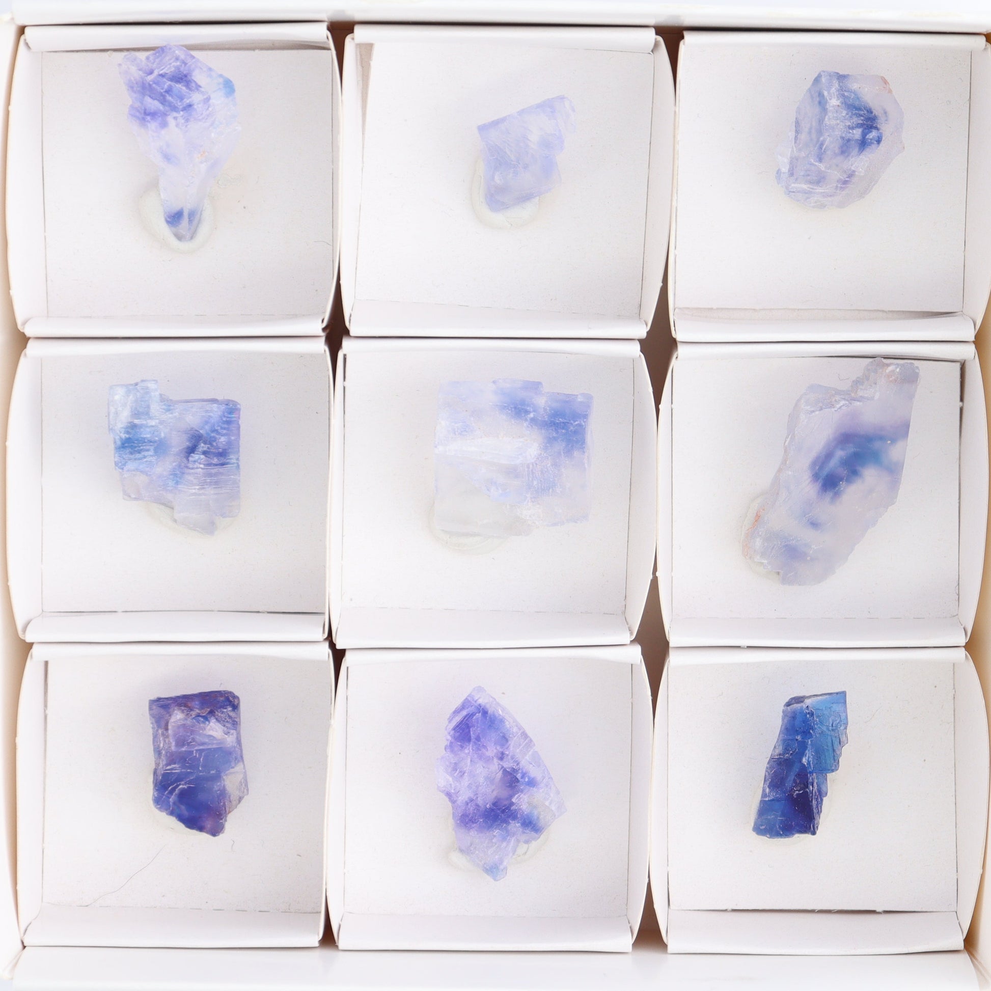 Canadian Blue Halite Rough Set of 9 - Expert Wholesale and Supplier of Wholesale Crystals & Bulk Gemstones, ["Blue Halite","Canada","Halite","Rough","Roughs"]