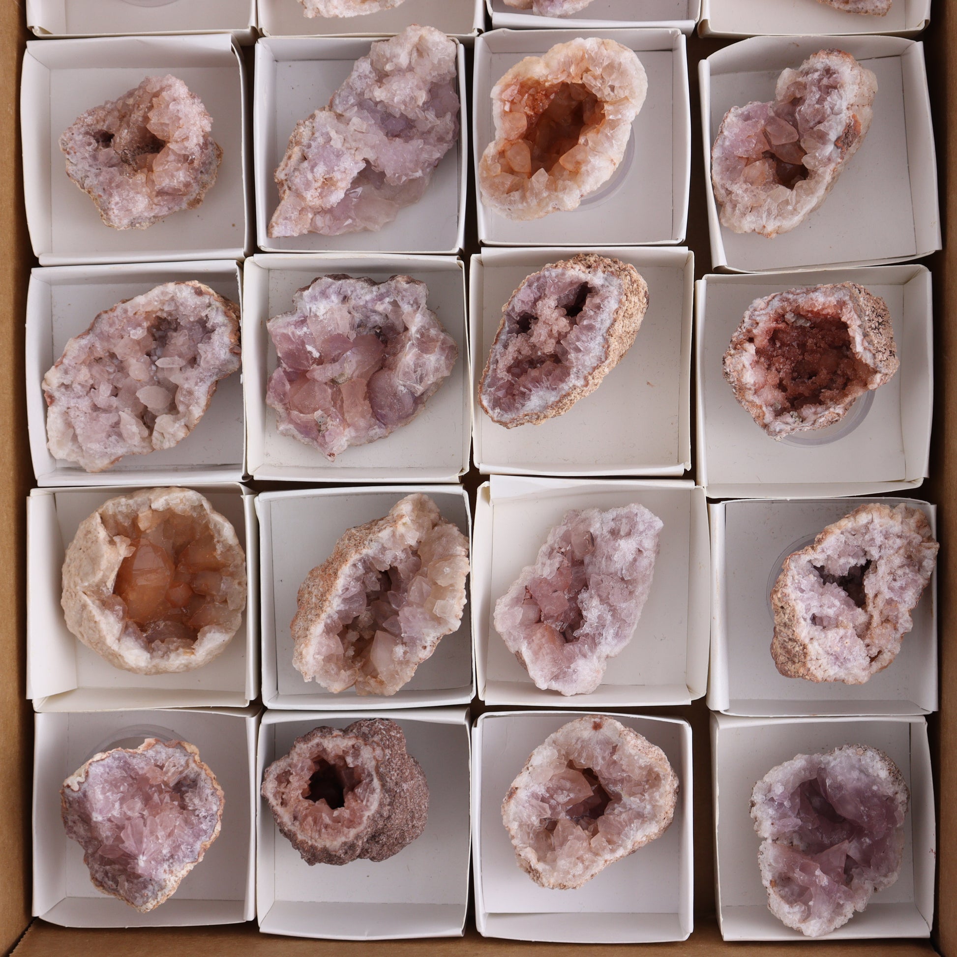 Pink Amethyst Flat of 20 - Expert Wholesale and Supplier of Wholesale Crystals & Bulk Gemstones, ["Amethyst","Pink Amethyst"]
