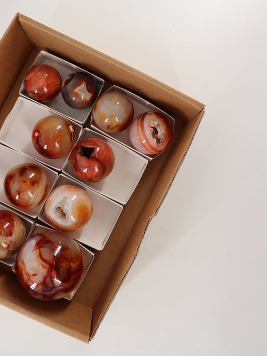 Carnelian Spheres Set of 10