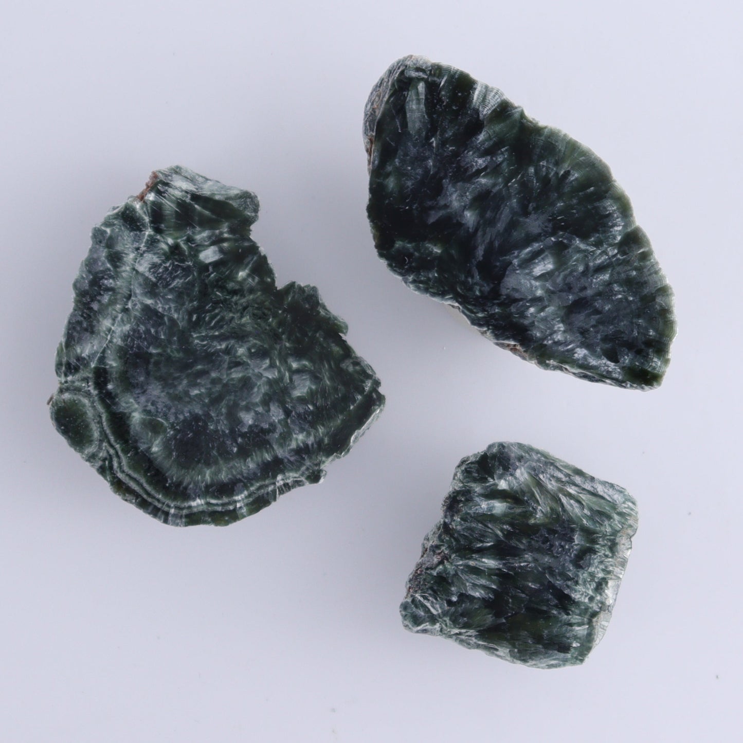 Seraphinite Slices Set of 7 - Expert Wholesale and Supplier of Wholesale Crystals & Bulk Gemstones, ["Seraphinite","Slices and Slabs"]