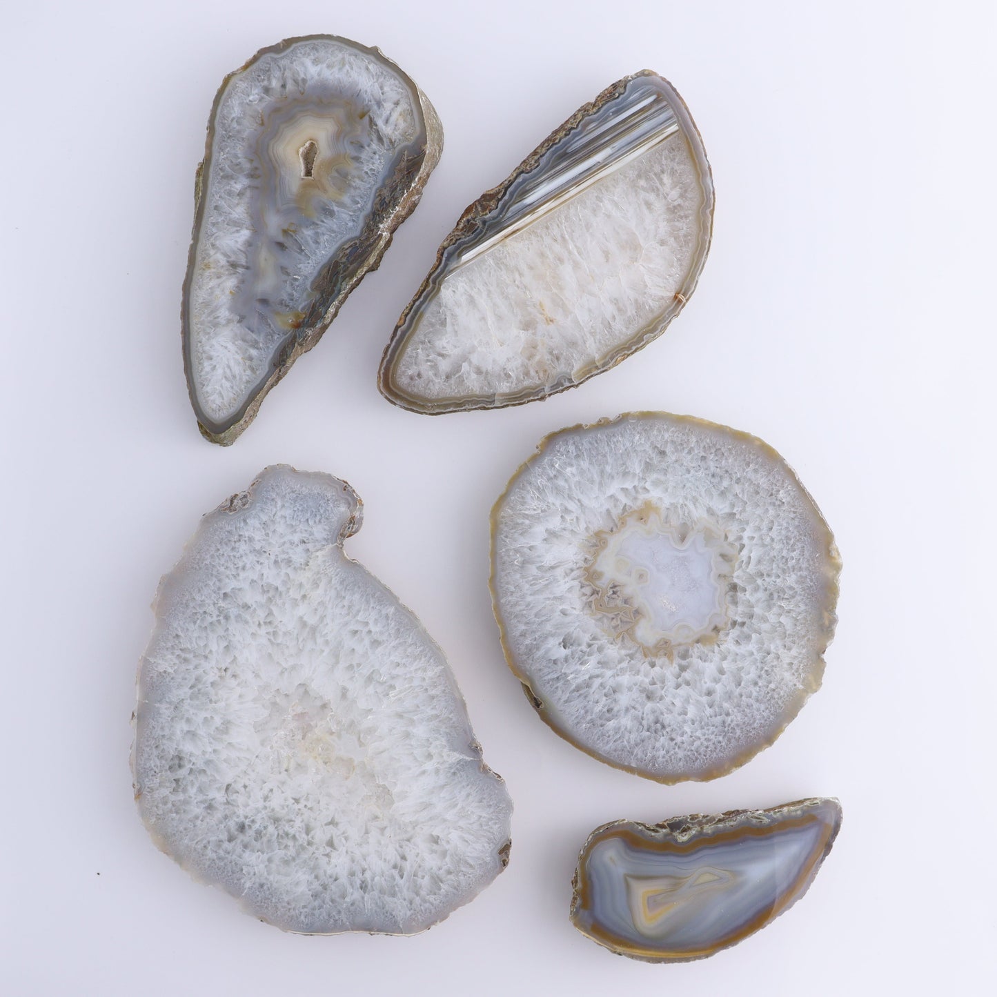 Agate Slices Set of 5 - Expert Wholesale and Supplier of Wholesale Crystals & Bulk Gemstones, ["Agate","Brazil","Slices and Slabs"]