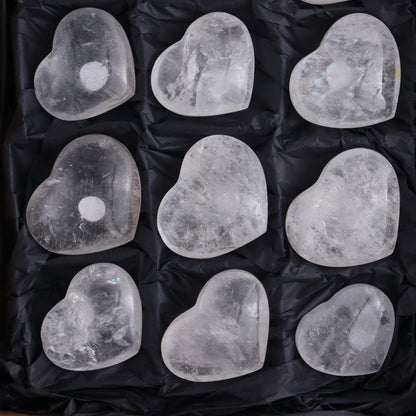 Imperfect Clear Quartz Hearts Set of 12 - Expert Wholesale and Supplier of Wholesale Crystals & Bulk Gemstones, ["Brazil","Clear Quartz","close_50","Hearts","Quartz"]
