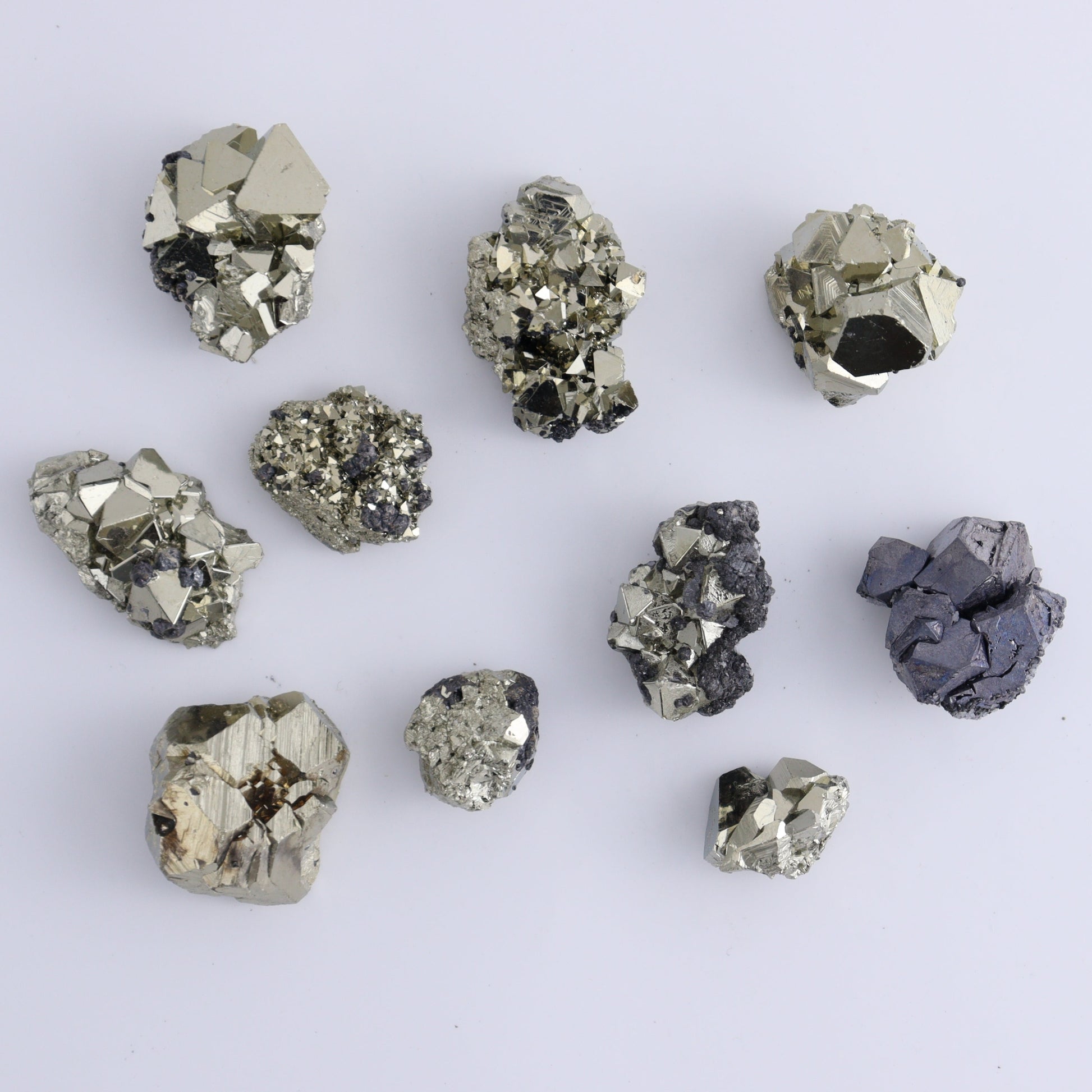 Octahedral Pyrite Clusters Set of 30 - Expert Wholesale and Supplier of Wholesale Crystals & Bulk Gemstones, ["Clusters","Octahedral Pyrite","Peru","Pyrite"]