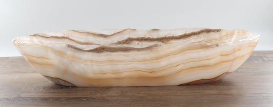 Mexican Onyx/Calcite Canoe Bowl 23"
