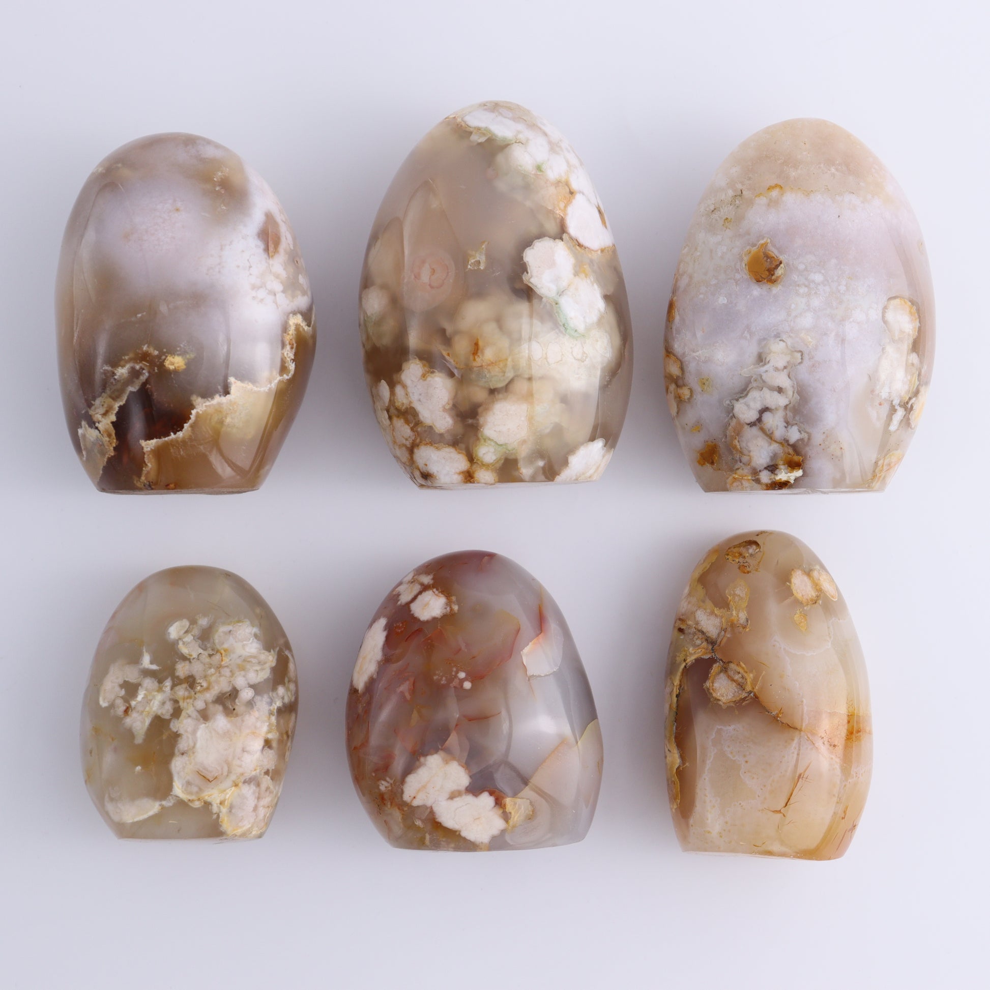 Flower Agate Freeforms Set of 6 - Expert Wholesale and Supplier of Wholesale Crystals & Bulk Gemstones, ["Flower Agate","Freeforms","Madagascar"]
