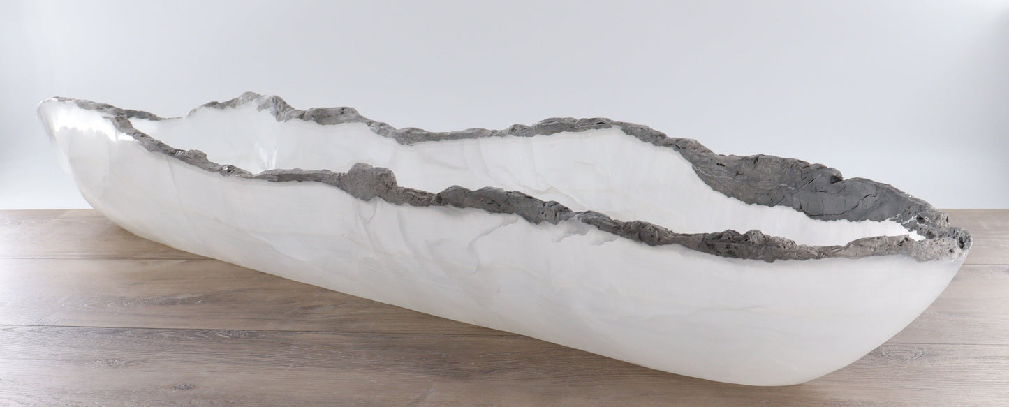 Mexican Onyx/Calcite Canoe Bowl