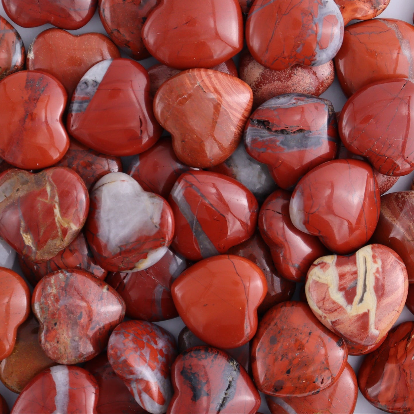 50 pcs Mini Red Jasper Hearts