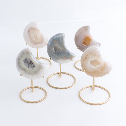 Agate Moons with Stand Set of 5