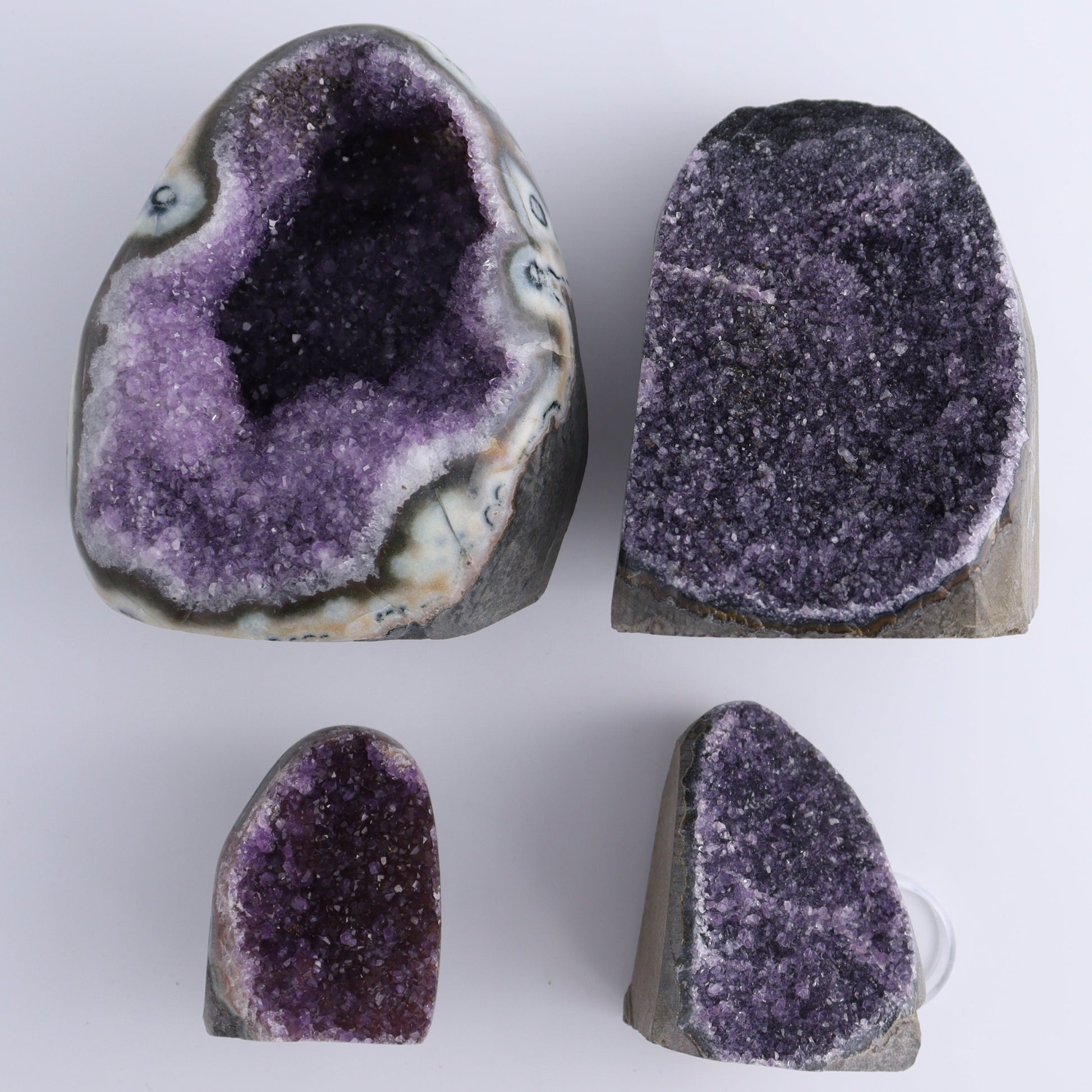 Uruguay Amethyst Set of 4 - Expert Wholesale and Supplier of Wholesale Crystals & Bulk Gemstones, ["Amethyst","Cut Base","Uruguay"]
