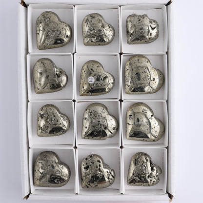 Pyrite Hearts Set of 12 - Expert Wholesale and Supplier of Wholesale Crystals & Bulk Gemstones, ["Hearts","Peru","Pyrite"]