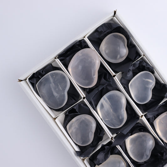 Girasol Quartz Hearts Set of 9 - Expert Wholesale and Supplier of Wholesale Crystals & Bulk Gemstones, ["Girasol","Girasol Quartz","Hearts","Quartz"]