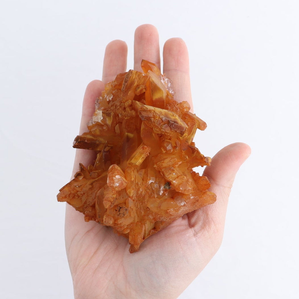Tangerine Quartz Clusters Set of 4
