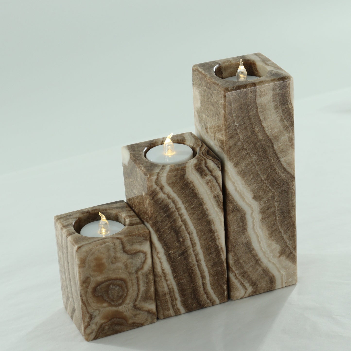 Chocolate Onyx Candle Holders Set of 3 - Expert Wholesale and Supplier of Wholesale Crystals & Bulk Gemstones, ["Accessories","Candle Holder","Catalog Onyx","Mexico","Onyx"]