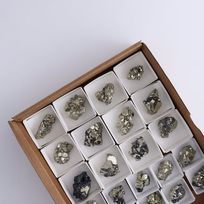 Octahedral Pyrite Clusters Set of 22 - Expert Wholesale and Supplier of Wholesale Crystals & Bulk Gemstones, ["Clusters","Octahedral Pyrite","Peru","Pyrite"]