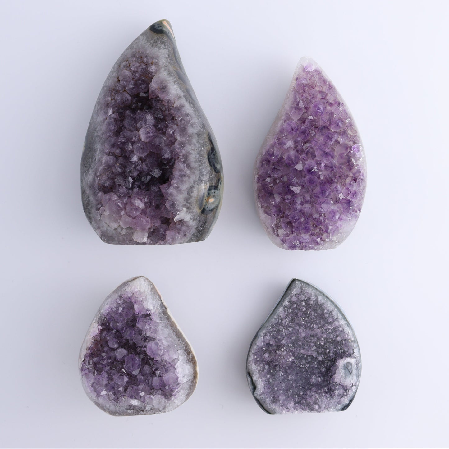 Uruguay Druzy Amethyst Flames Set of 4 - Expert Wholesale and Supplier of Wholesale Crystals & Bulk Gemstones, ["Amethyst","flames","Uruguay"]