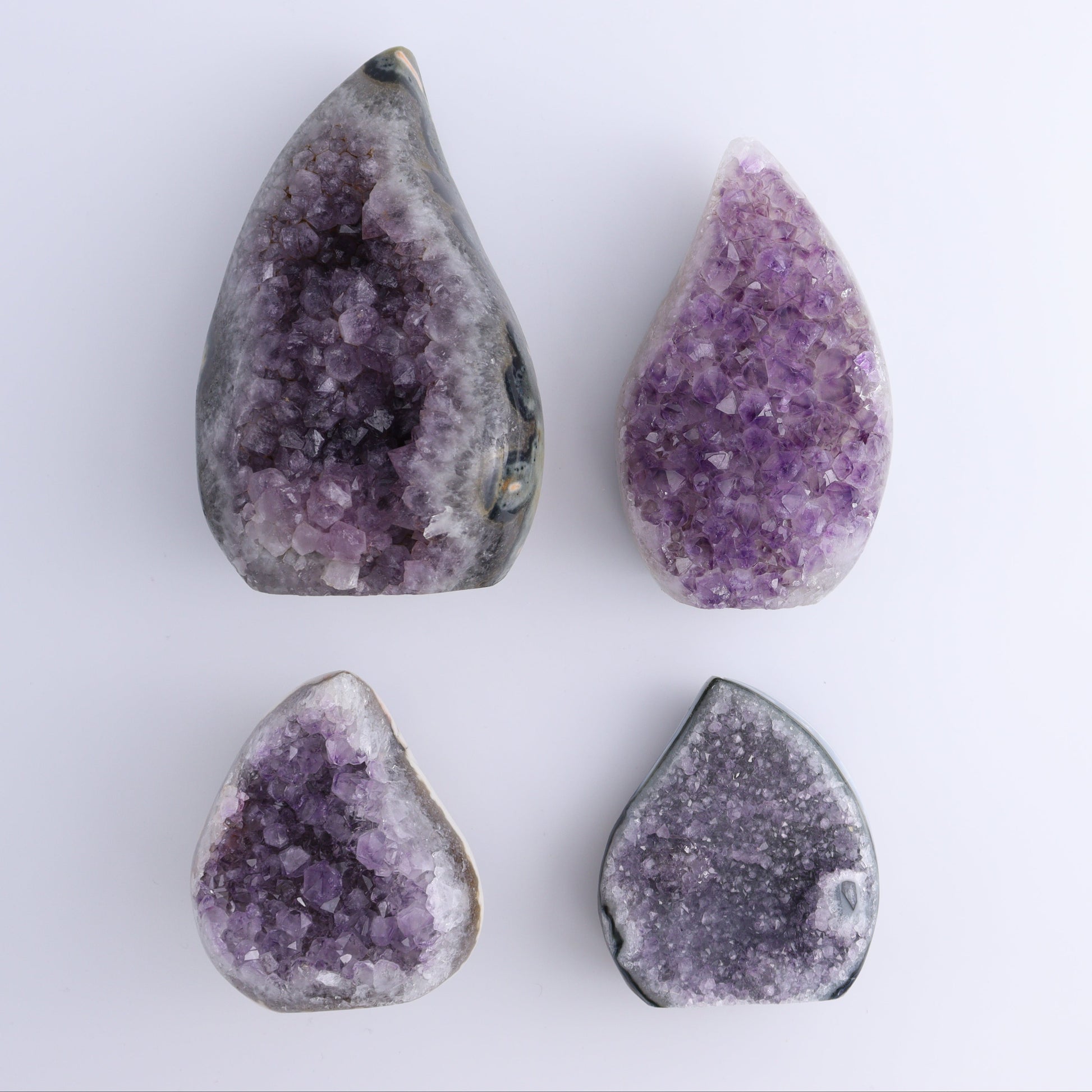 Uruguay Druzy Amethyst Flames Set of 4 - Expert Wholesale and Supplier of Wholesale Crystals & Bulk Gemstones, ["Amethyst","flames","Uruguay"]