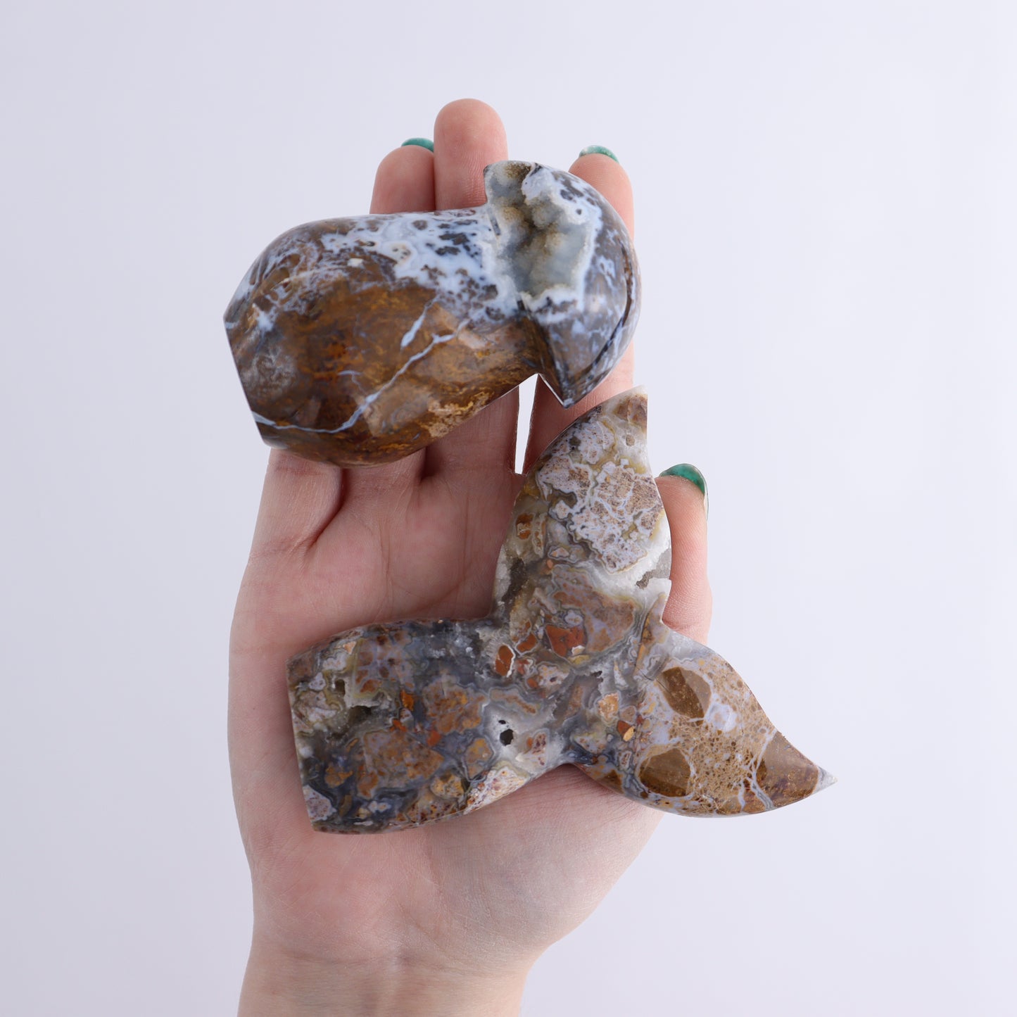 Brecciated Jasper Mixed Carvings Set of 6 - Expert Wholesale and Supplier of Wholesale Crystals & Bulk Gemstones, ["Brecciated Jasper","Hearts","Indonesia","Mermaid Tail","Mushrooms","stars"]