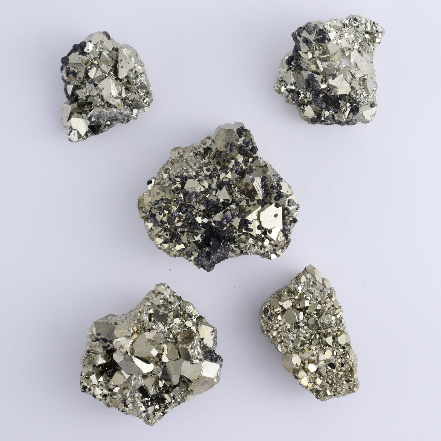 Octahedral Pyrite Clusters Set of 10 - Expert Wholesale and Supplier of Wholesale Crystals & Bulk Gemstones, ["Clusters","Octahedral Pyrite","Peru","Pyrite"]