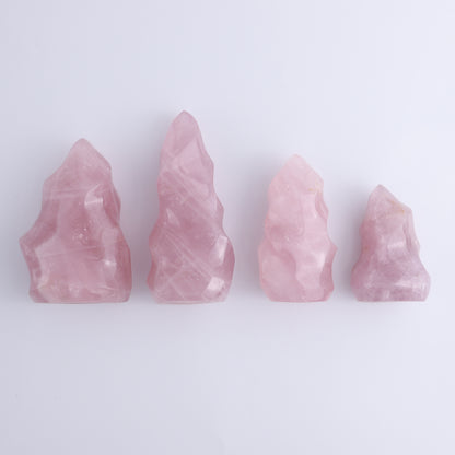 Rose Quartz Flames Set of 4 - Expert Wholesale and Supplier of Wholesale Crystals & Bulk Gemstones, ["flames","Madagascar","Quartz","Rose Quartz"]