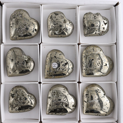 Pyrite Hearts Set of 12 - Expert Wholesale and Supplier of Wholesale Crystals & Bulk Gemstones, ["Hearts","Peru","Pyrite"]