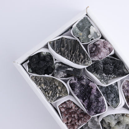 Uruguay Amethyst Clusters with Formations Flat of 13 - Expert Wholesale and Supplier of Wholesale Crystals & Bulk Gemstones, ["Amethyst","Calcite","Clusters","Formations","Uruguay"]