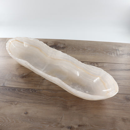 Mexican Onyx/Calcite Canoe Bowl 27"