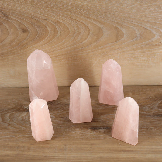 Rose Quartz Towers Set of 5 - Expert Supplier of Wholesale Crystals & Bulk Gemstones