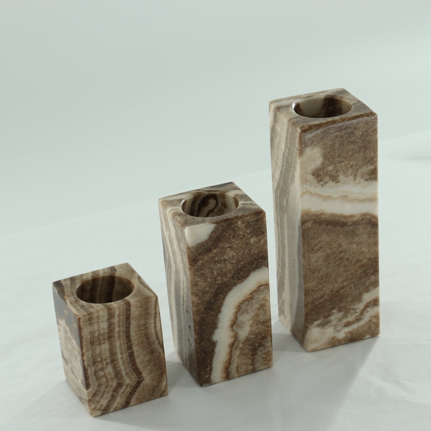 Chocolate Onyx Candle Holders Set of 3 - Expert Wholesale and Supplier of Wholesale Crystals & Bulk Gemstones, ["Accessories","Candle Holder","Catalog Onyx","Mexico","Onyx"]