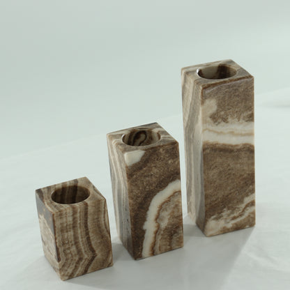 Chocolate Onyx Candle Holders Set of 3 - Expert Wholesale and Supplier of Wholesale Crystals & Bulk Gemstones, ["Accessories","Candle Holder","Catalog Onyx","Mexico","Onyx"]