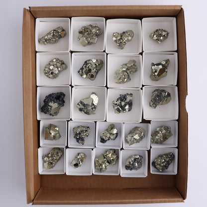 Octahedral Pyrite Clusters Set of 22 - Expert Wholesale and Supplier of Wholesale Crystals & Bulk Gemstones, ["Clusters","Octahedral Pyrite","Peru","Pyrite"]