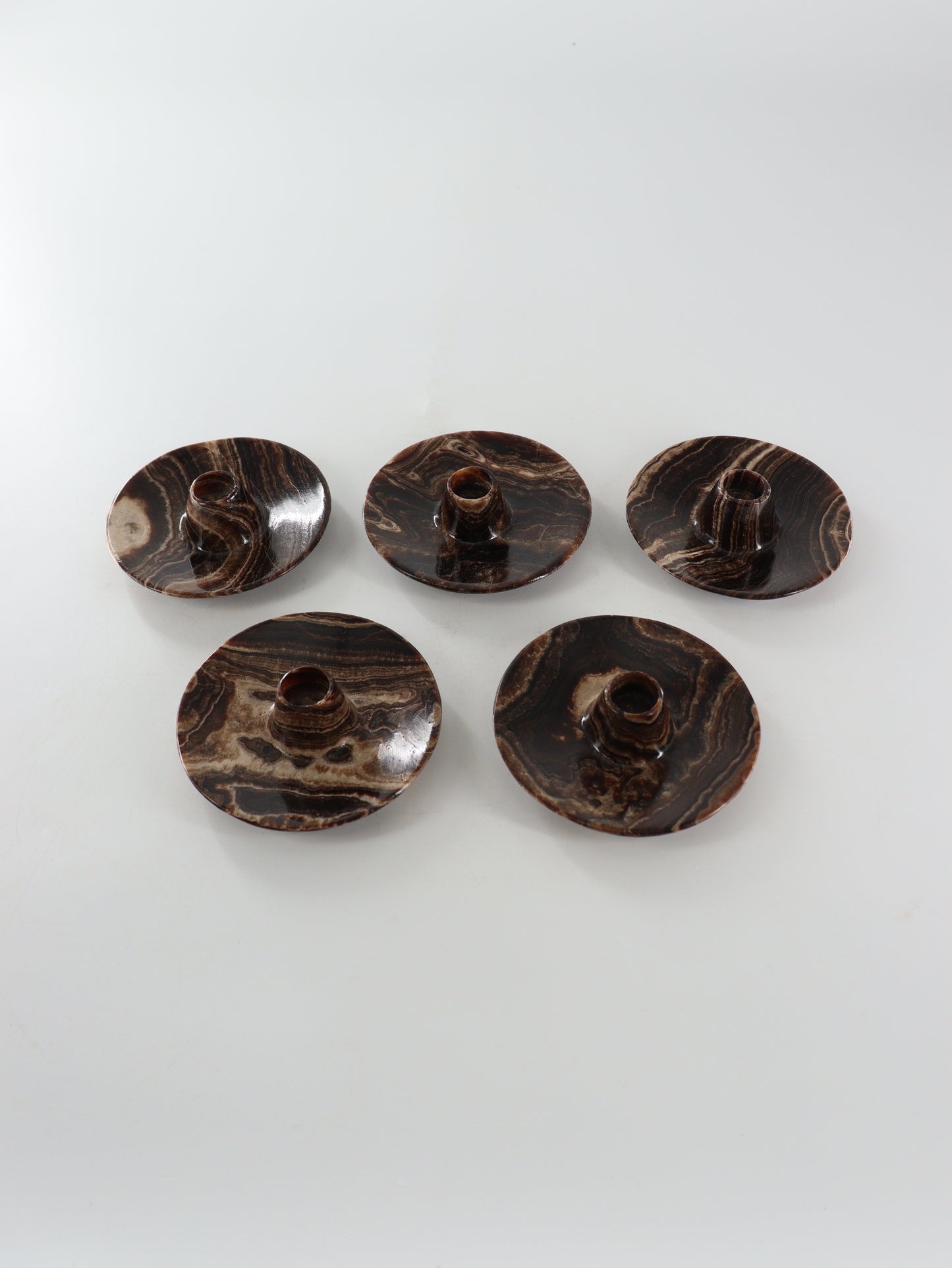 Chocolate Onyx and Black Marble Palo Santo Holders Set of 10