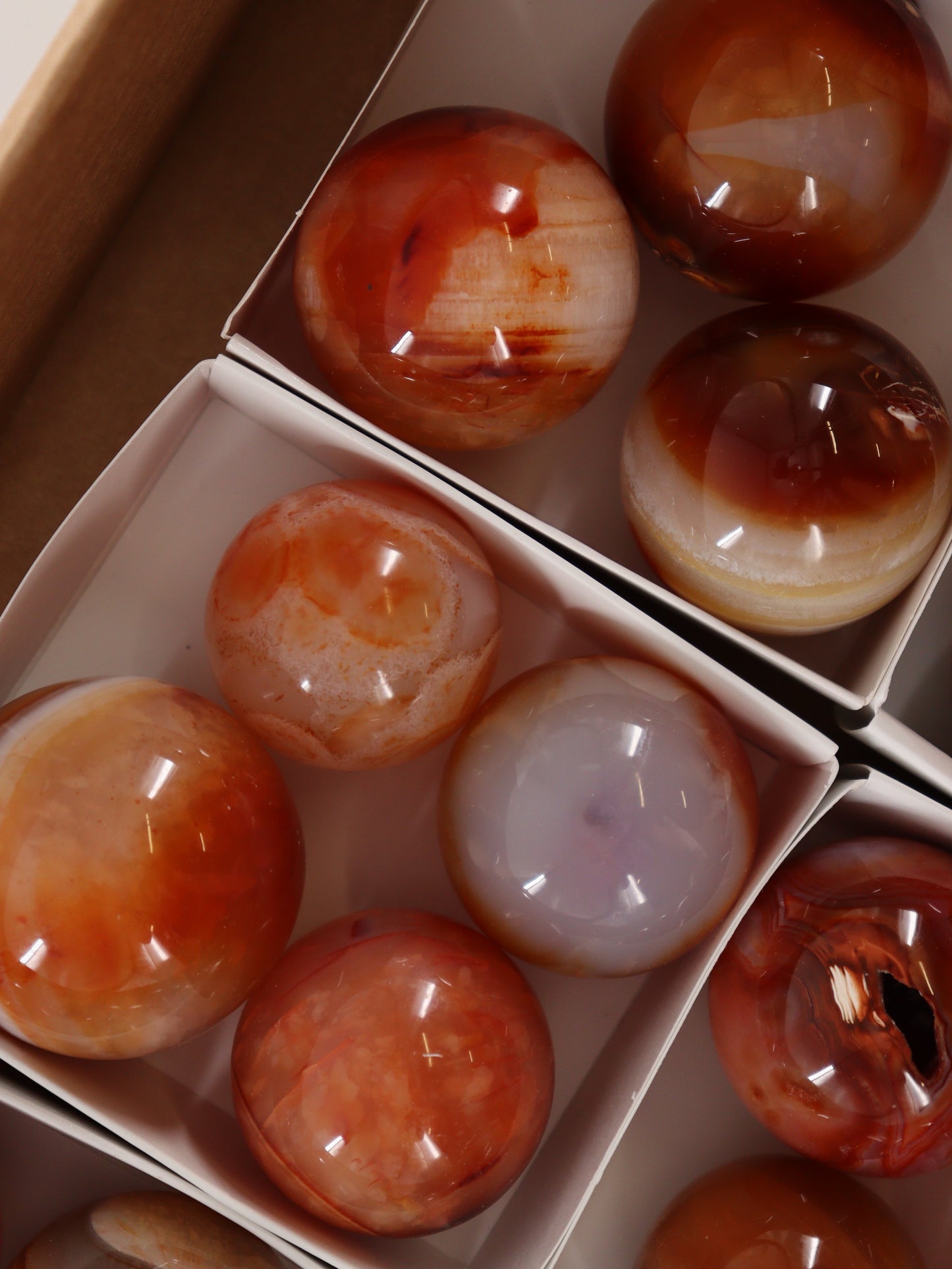 Carnelian Spheres Set of 23