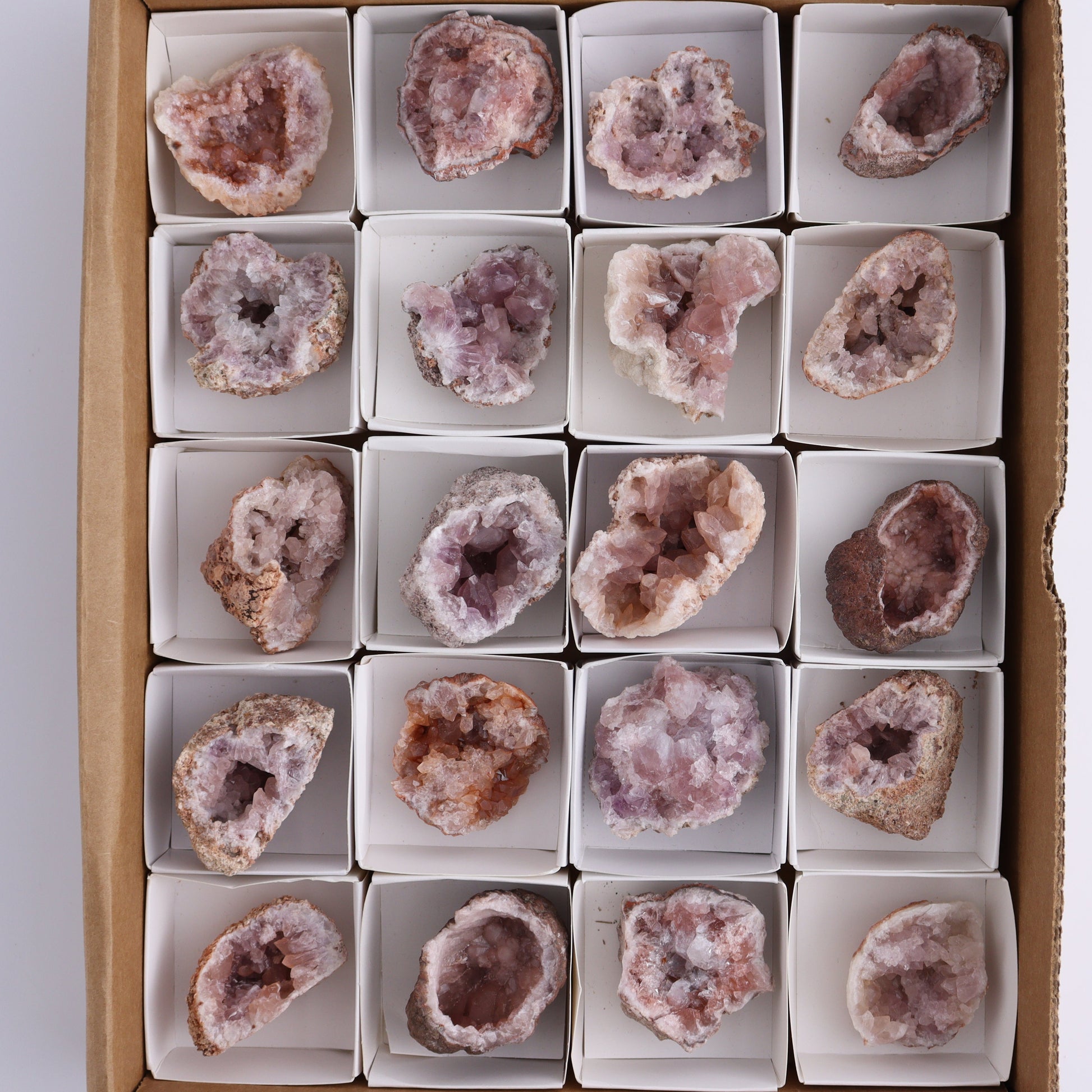 Pink Amethyst Flat of 20 - Expert Wholesale and Supplier of Wholesale Crystals & Bulk Gemstones, ["Amethyst","Pink Amethyst"]