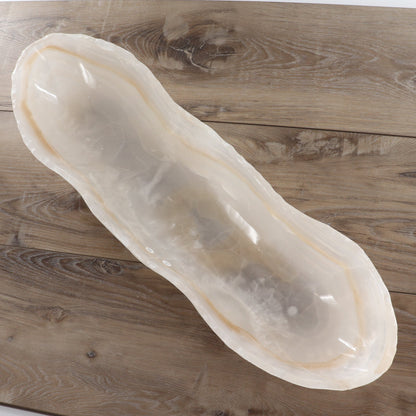 Mexican Onyx/Calcite Canoe Bowl 27"
