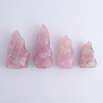 Rose Quartz Flames Set of 4 - Expert Wholesale and Supplier of Wholesale Crystals & Bulk Gemstones, ["flames","Madagascar","Quartz","Rose Quartz"]