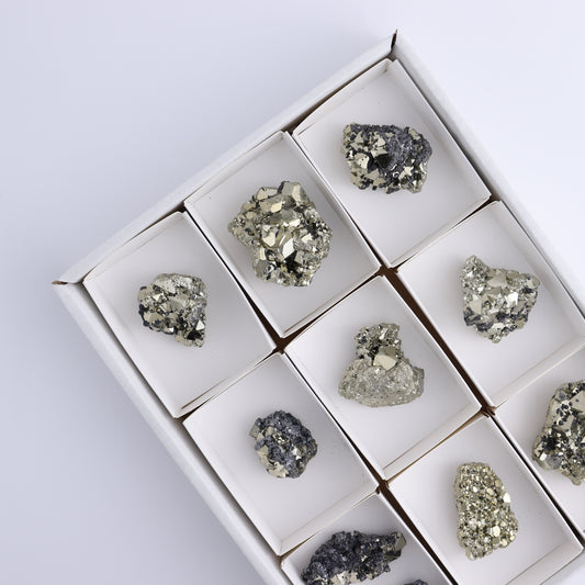 Octahedral Pyrite Clusters Set of 10 - Expert Wholesale and Supplier of Wholesale Crystals & Bulk Gemstones, ["Clusters","Octahedral Pyrite","Peru","Pyrite"]