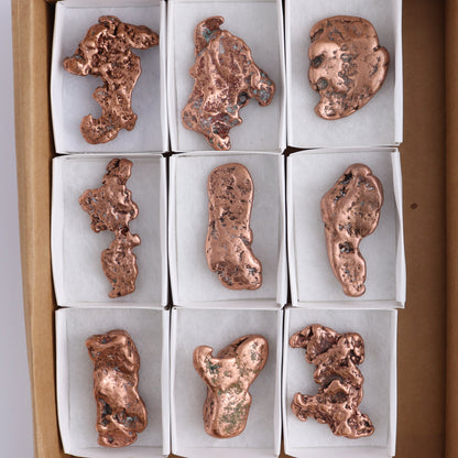 Copper Nuggets Flat of 9 - Expert Wholesale and Supplier of Wholesale Crystals & Bulk Gemstones, ["copper","Copper Nuggets","Freeforms","United States"]