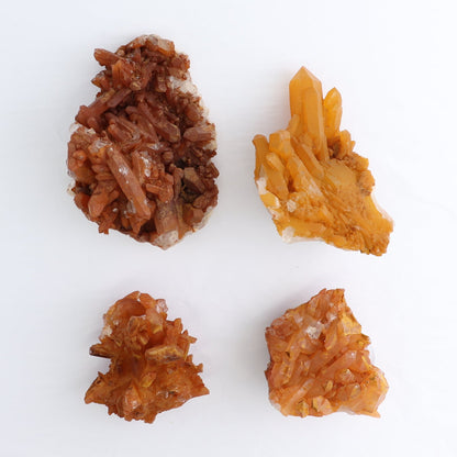 Tangerine Quartz Clusters Set of 4