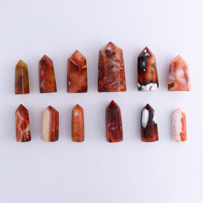 Carnelian Towers Set of 12 - Expert Wholesale and Supplier of Wholesale Crystals & Bulk Gemstones, ["carnelian","Madagascar","Towers"]