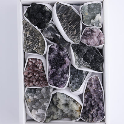 Uruguay Amethyst Clusters with Formations Flat of 13 - Expert Wholesale and Supplier of Wholesale Crystals & Bulk Gemstones, ["Amethyst","Calcite","Clusters","Formations","Uruguay"]