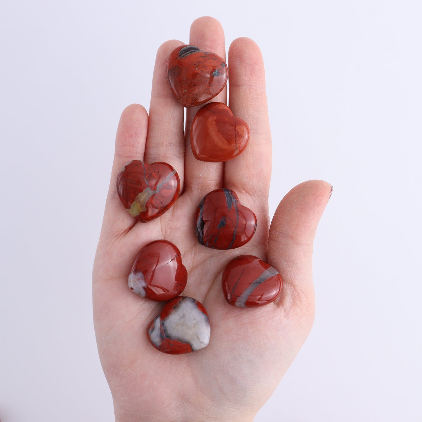 50 pcs Mini Red Jasper Hearts
