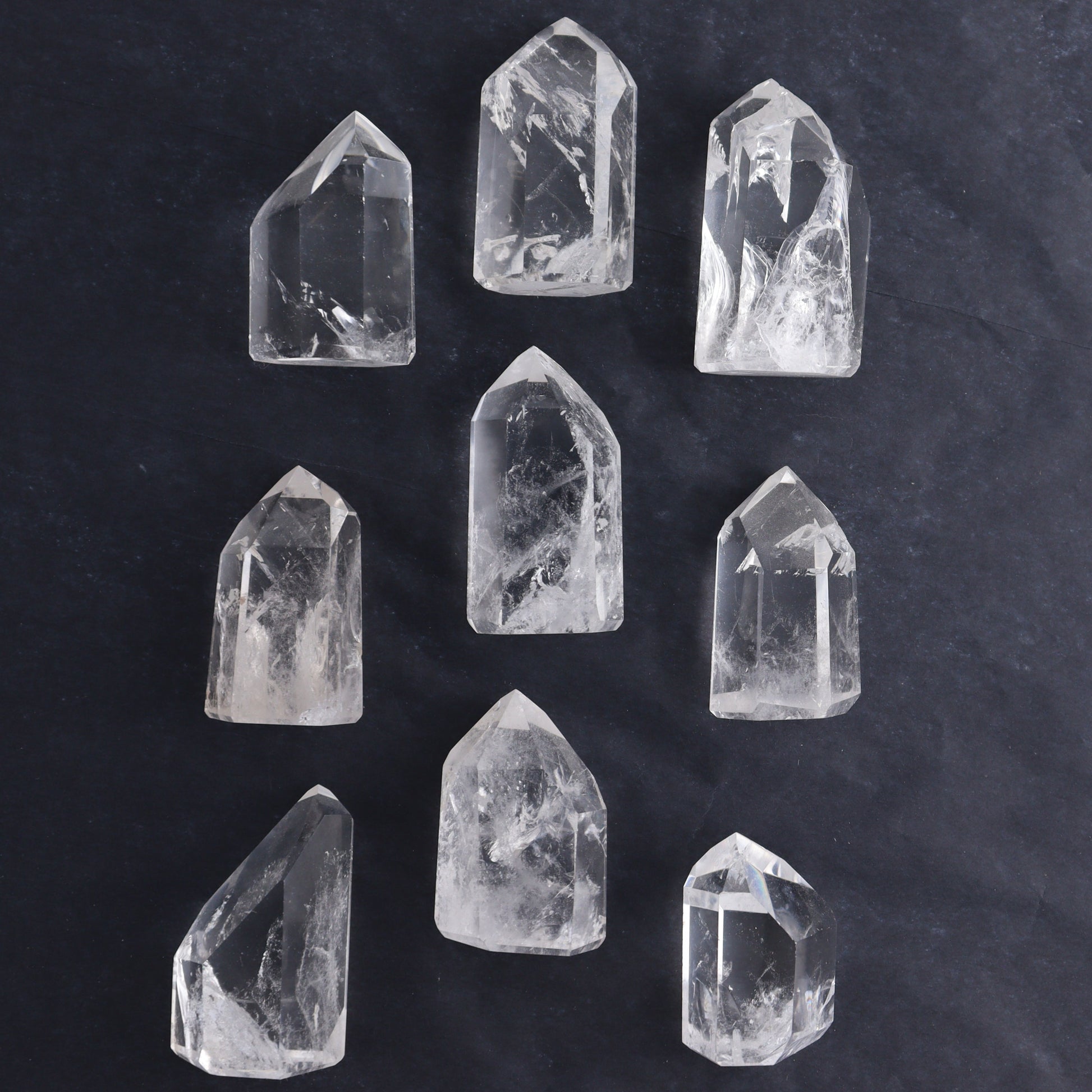 Clear Quartz Towers Set of 9 - Expert Wholesale and Supplier of Wholesale Crystals & Bulk Gemstones, ["Clear Quartz","Points","Quartz","Towers"]