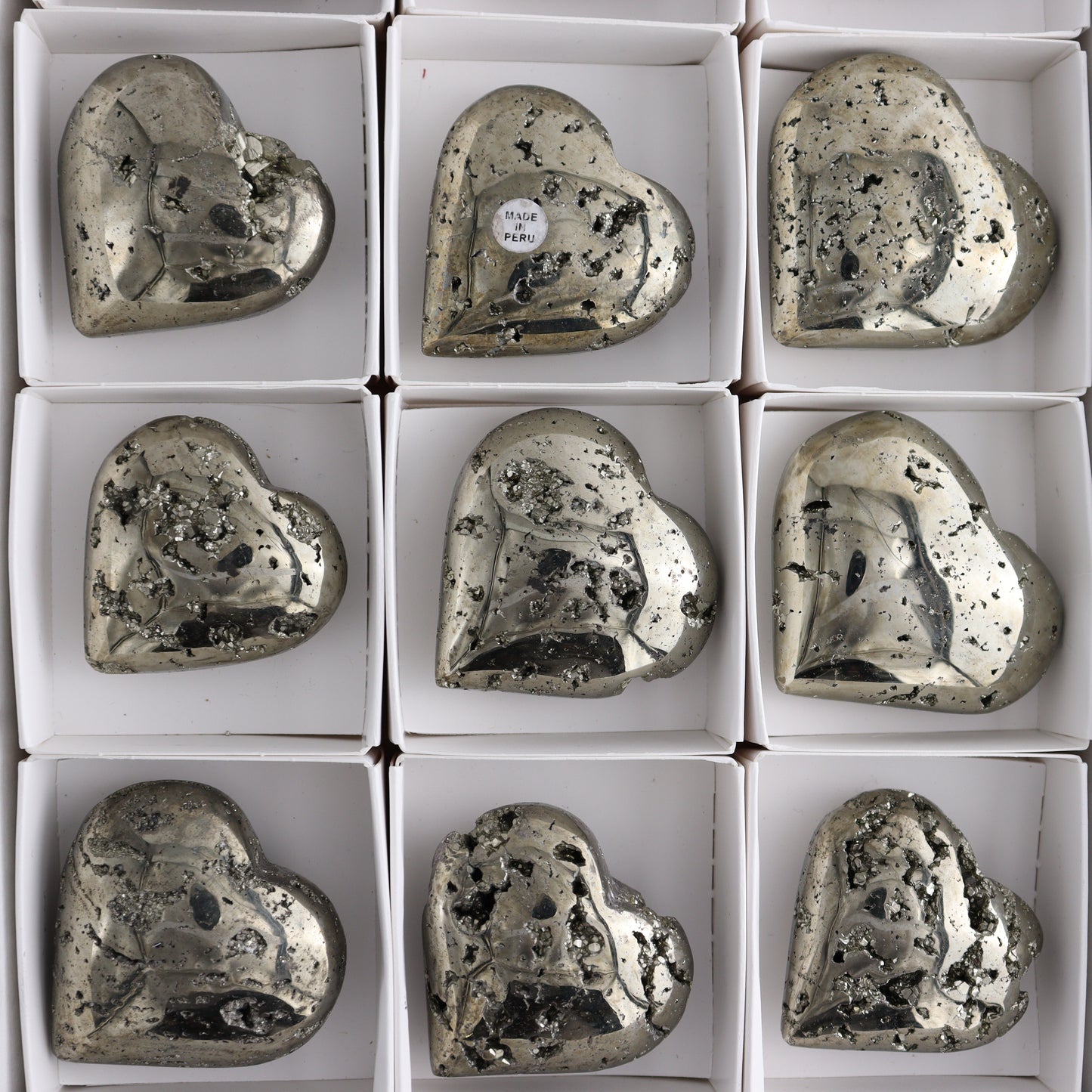 Pyrite Hearts Set of 12 - Expert Wholesale and Supplier of Wholesale Crystals & Bulk Gemstones, ["Hearts","Peru","Pyrite"]
